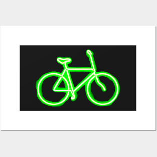 Green Neon Bike Icon Posters and Art